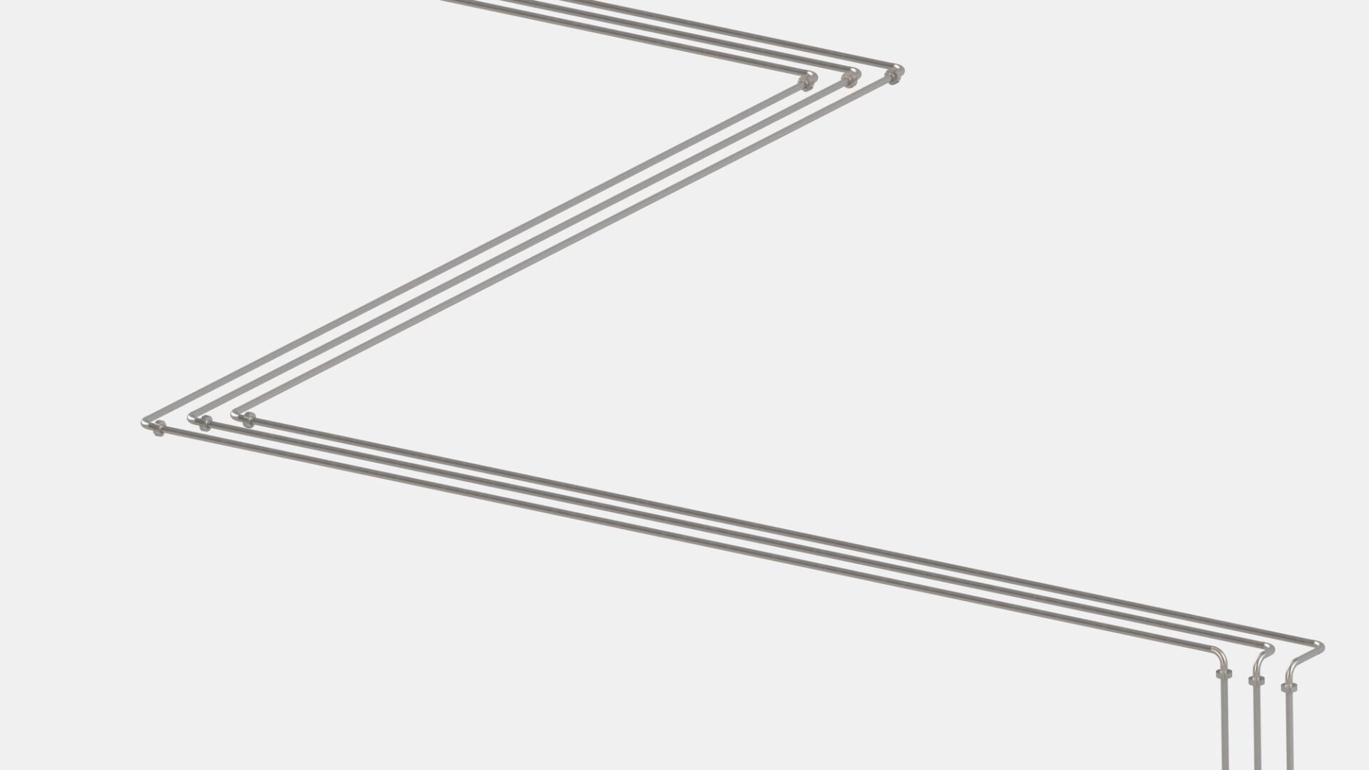 Oil installation design – three parallel pipelines, 3D render