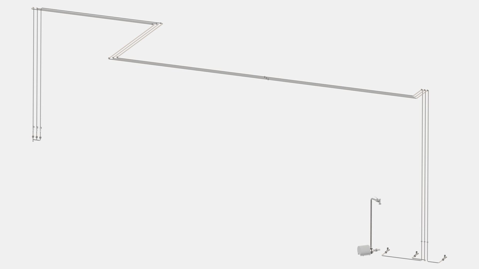 Oil installation design – pipe routing, 3D render