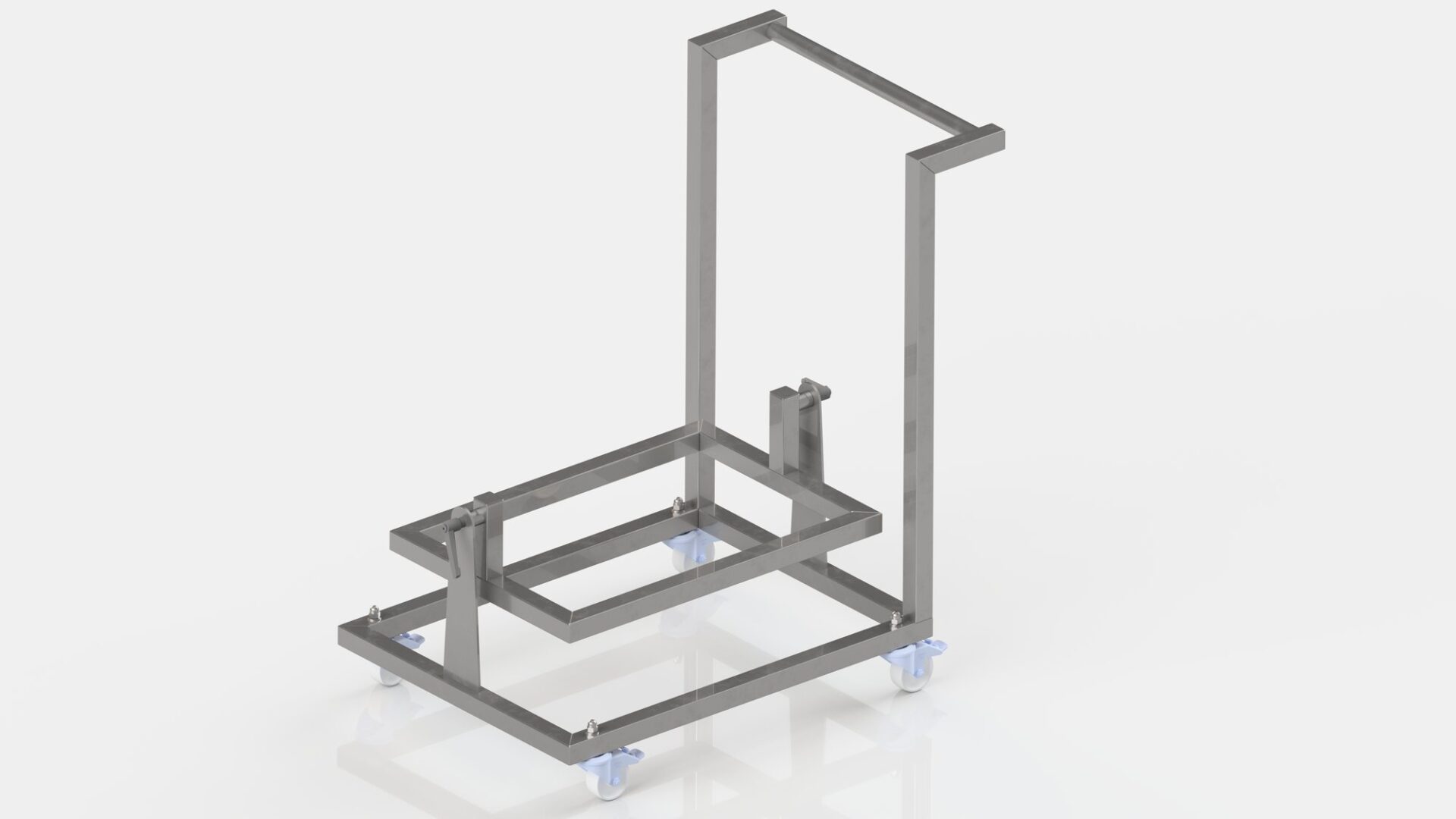 Konstruktion eines Edelstahlwagens für einen Ventilator, 3D-Rendering